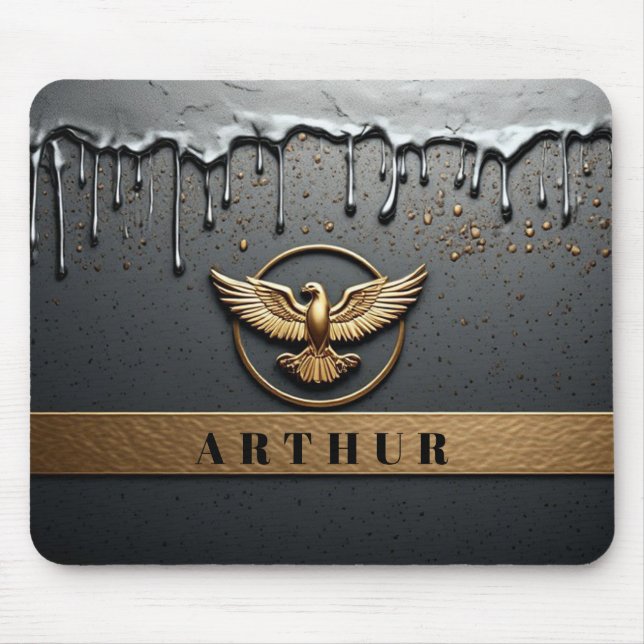 Mousepad Emblema de Águia Dourada com Asas Estendidas (Frente)