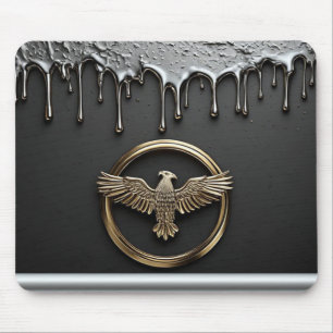Mousepad Emblema de Águia Dourada com Asas Estendidas