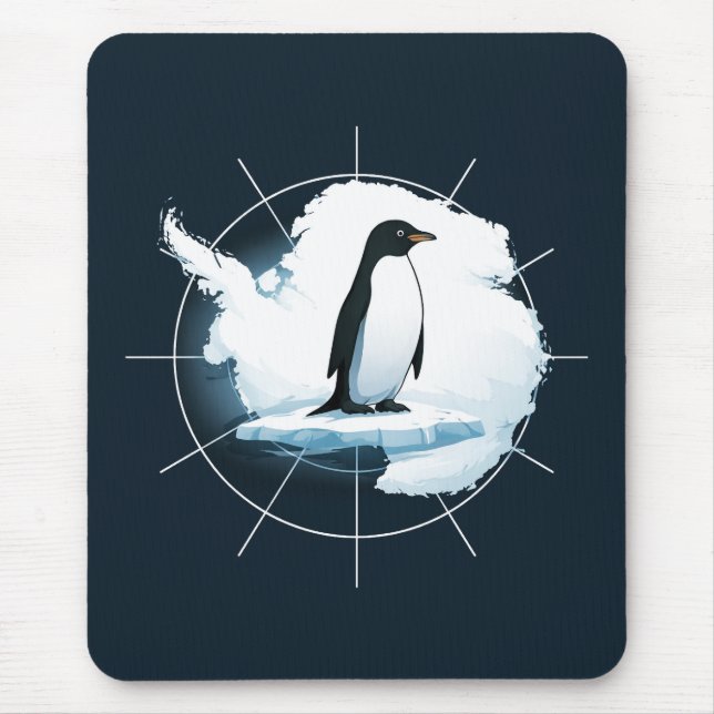 Mousepad Emblema de Pinguim da Antártida – Design de Explor (Frente)