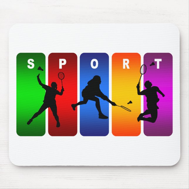 Mousepad Emblema multicolorido do Badminton (Frente)