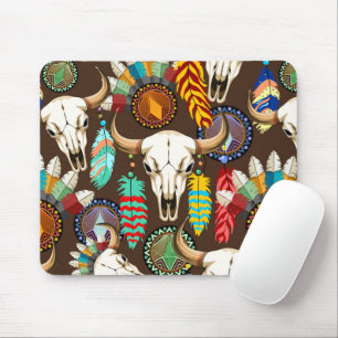 Mousepad Emblema Nativo Americano de Crânio de Búfalo