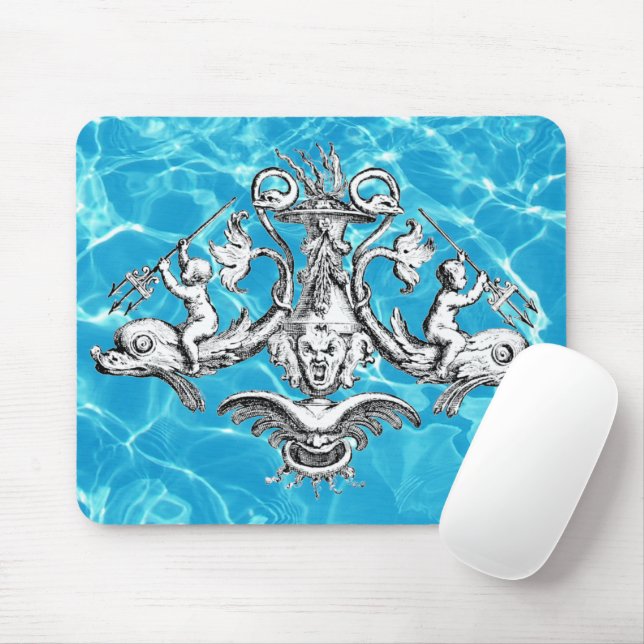 Mousepad Emblema náutico com Cherubs e Tridents (Com mouse)