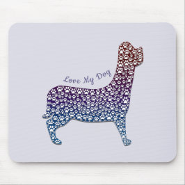 Mousepad Embossed Indigo Gradient Paw Print Dog Outline