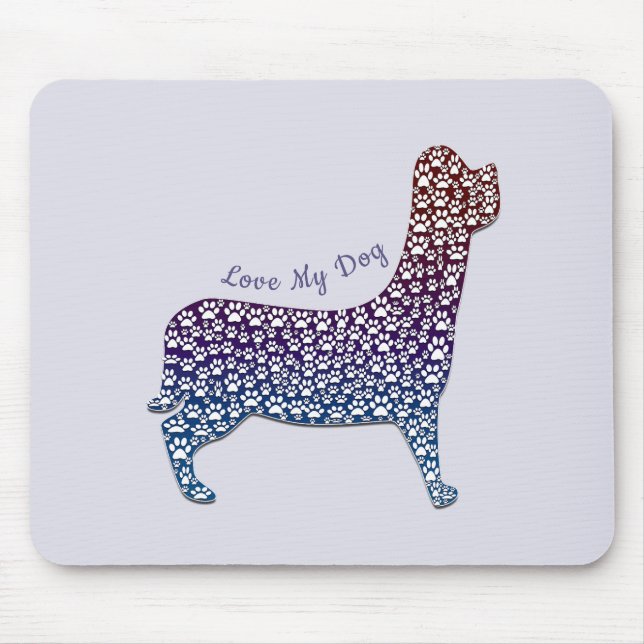 Mousepad Embossed Indigo Gradient Paw Print Dog Outline (Frente)