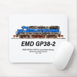 Mousepad EMD GP38-2 Locomotive diesel azul e branco GATX