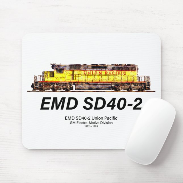 Mousepad EMD SD40-2 Locomotiva Diesel. União do Pacífico (Com mouse)
