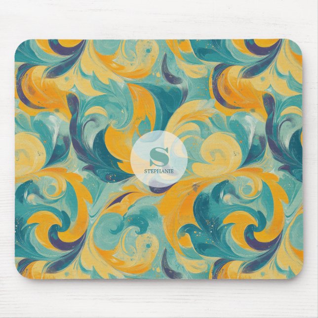 Mousepad Emerald Green e Dourada Abstrato inspirada em Pais (Frente)