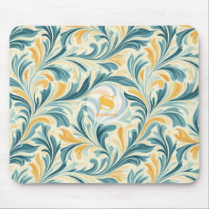 Mousepad Emerald Green e Dourada Paisley Leaf Pattern