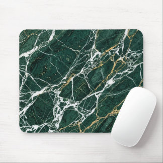 Mousepad Emerald Green Marble Elegant Gold Veining Desk