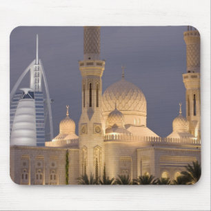 Mousepad Emirados Árabes Unidos, Dubai. Mesquita à noite co