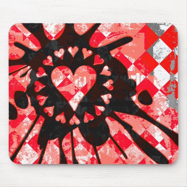 Mousepad Emo Love Heart Paint Splatter (Frente)