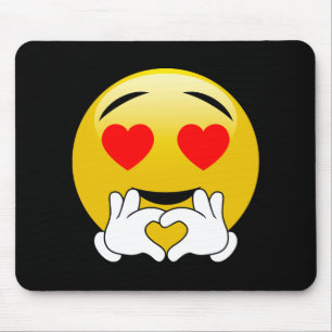 Mousepad Emoji com olhos & mãos do coração