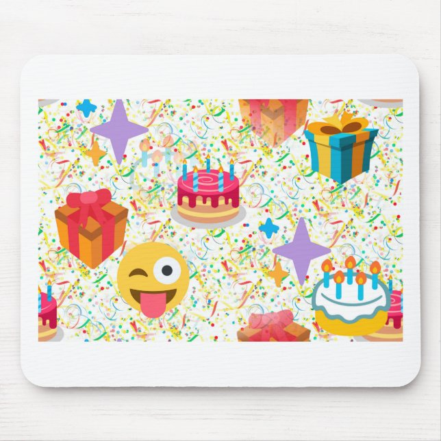 Mousepad emoji de feliz aniversário (Frente)