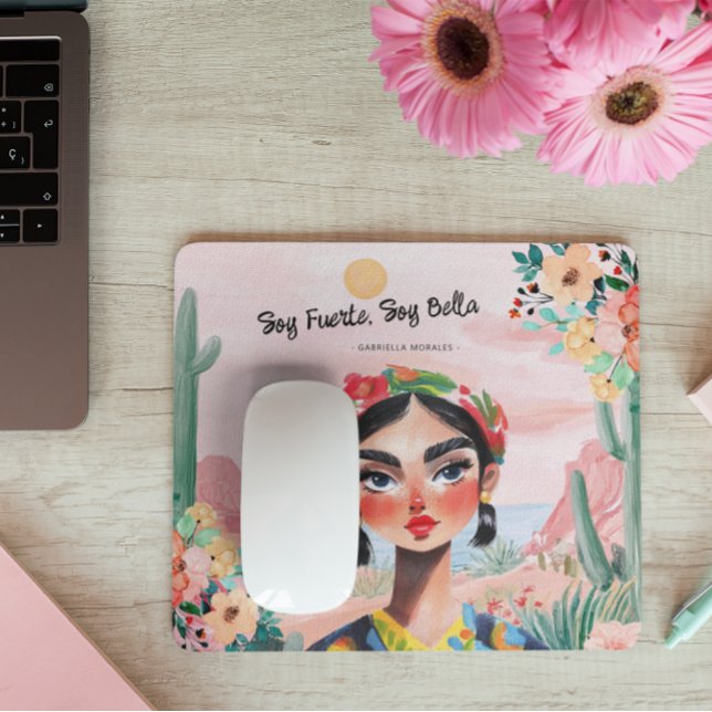 Mousepad Empoderamento em Flor: Monograma Personalizado (Criador carregado)