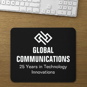 Mousepad Empresa de Segurança Cibernética Preto e Branco Pe