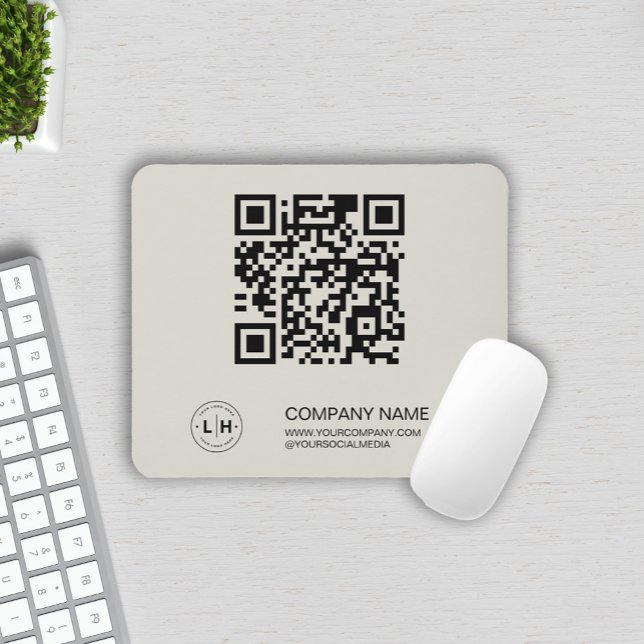 Mousepad Empresa Personalizada de Logotipo Moderno (Custom Business Logo QR code Company Mouse Pad by MINTIC DESIGN STUDIO)