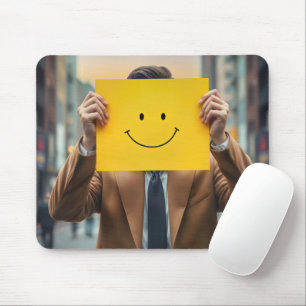 Mousepad Empresário com Sinal de Sorriso Amarelo