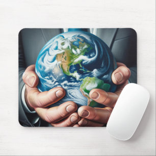 Mousepad Empresário segurando planeta Terra