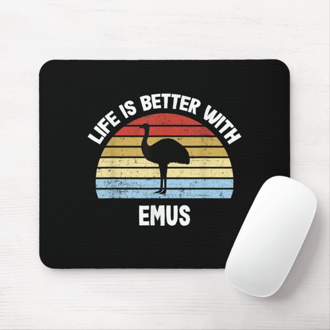 Mousepad Emu com texto em alemão A vida é melhor (Com mouse)