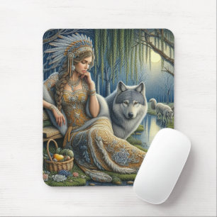 Mousepad Encantamento Luar na Floresta Mística