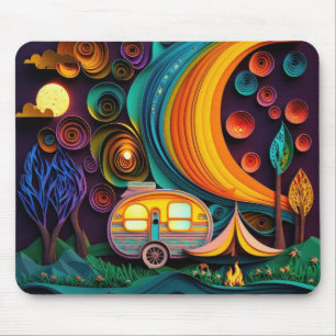 Mousepad Encantando Cena de Acampamento Noturno 3D