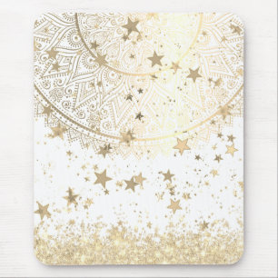 Mousepad Encantando Mandala com Douradas Estrelas sobre Bra