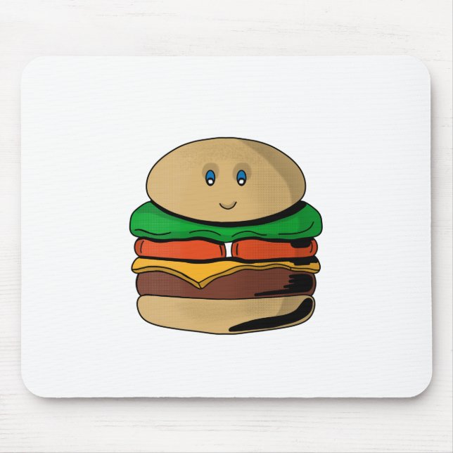 Mousepad Encantável Burger Hamburger Kawaii (Frente)