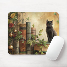 Mousepad Enchanted Black Cat Library