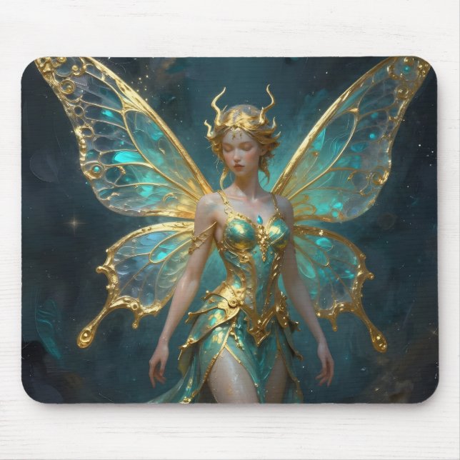 Mousepad Enchanted Fairy in Gold and Turquoise  (Frente)