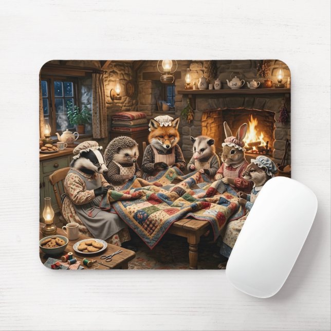 Mousepad Encontro de Patchwork de Criaturas da Floresta (Com mouse)