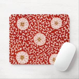 Mousepad Enfeite Chinês Owen Jones Floral Vermelho Branco