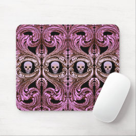 Mousepad Enfeite Rosa Gótico com Caveira