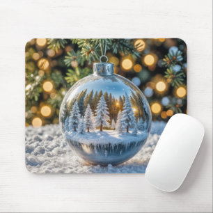 Mousepad Enfeites de natal com cena de inverno