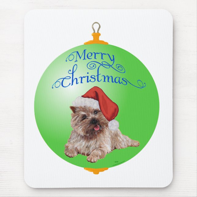 Mousepad Enfeites de Natal de Cairn Terrier (Frente)