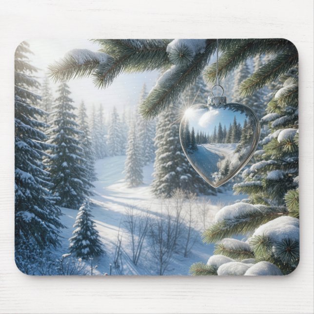 Mousepad Enfeites de natal de Inverno do Coração (Frente)