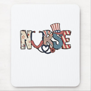 Mousepad Enfermeira Americana 4 de julho Patriótica EUA Fla