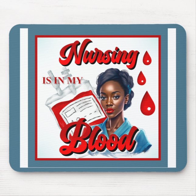 Mousepad Enfermeira bonita Pinup está no meu sangue (Frente)