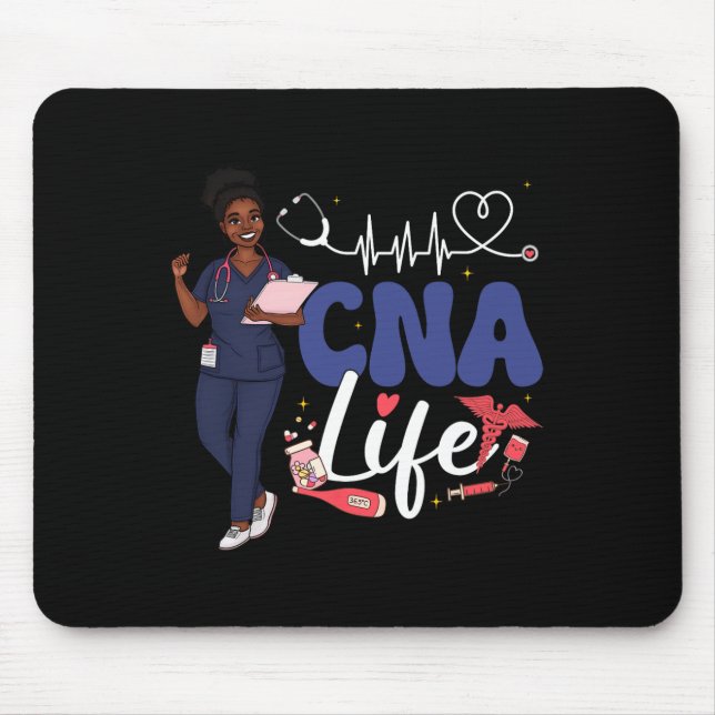 Mousepad Enfermeira Cna Mês da História Negra Afro-American (Frente)