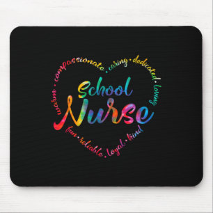 Mousepad Enfermeira da Escola Tie Dye Enfermeira Cardíaca E