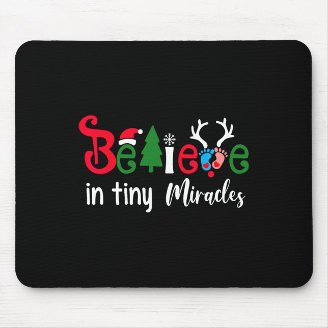 Mousepad Enfermeira de nicu de Natal acredita em pequenos m (Frente)
