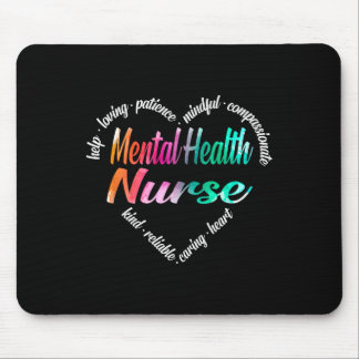 Mousepad Enfermeira de Saúde Mental Coração Palavra Cloud W