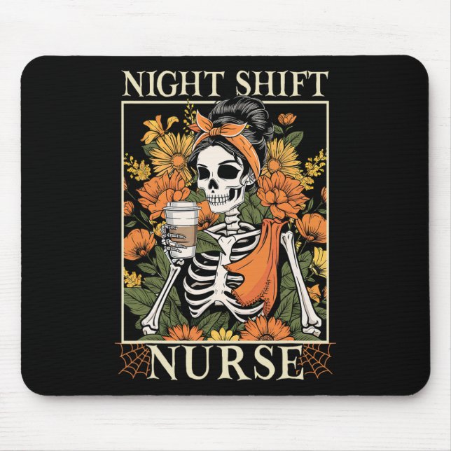 Mousepad Enfermeira do turno da noite Skeleton Halloween En (Frente)
