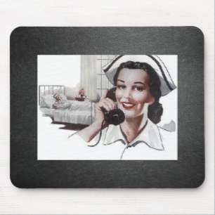 Mousepad Enfermeira do vintage preto e branco