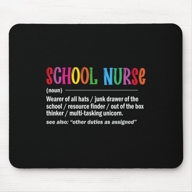 Mousepad Enfermeira Escolar Definição Byck De Volta à Escol (Frente)