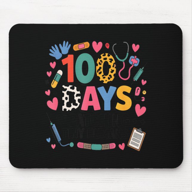 Mousepad Enfermeira Escolar Divertida 100 Dias Colocando Ad (Frente)