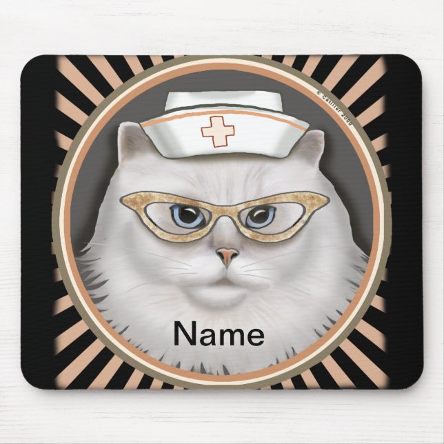 Mousepad enfermeira gato persa  (Frente)
