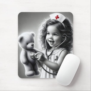 Mousepad Enfermeira Infantil Com Urso De Teddy