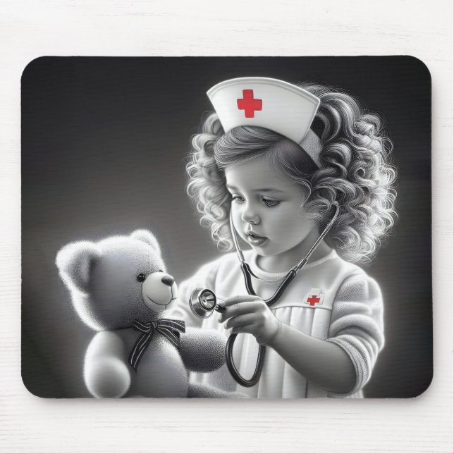 Mousepad Enfermeira Infantil Com Urso De Teddy (Frente)