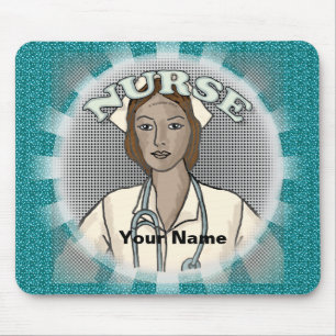 Mousepad Enfermeira personalizada de fêmeas pretas retrô