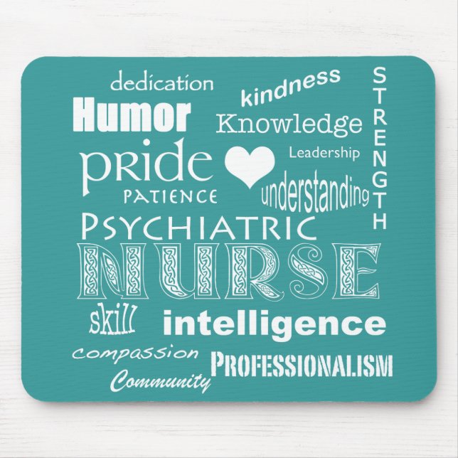 Mousepad Enfermeira Psiquiátrica Nuvem/Verde Teal (Frente)